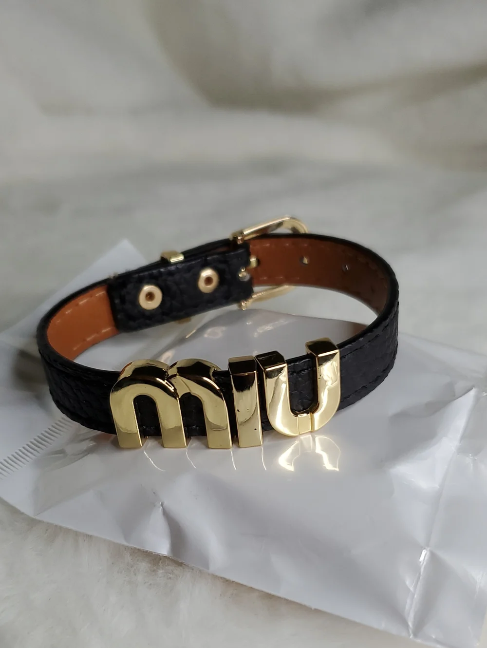 Fashion Jewelry Black Bracelet with Gold Initial Accents